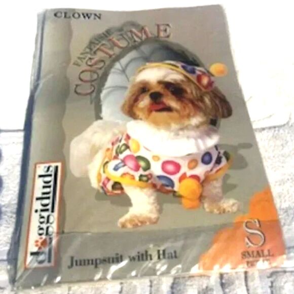 Doggie Halloween Costume Size: Petite Small . "Clown Jumpsuit w/ Tail" . New - Picture 1 of 5
